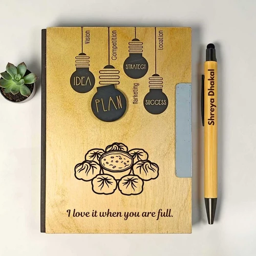 Personalized Wooden Notebook & Pen Set - Momo & Business Art JNK-8080