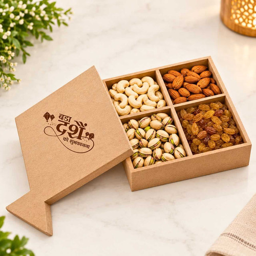 Wooden Kite Shaped Box With Dry Nuts Hamper DKG-1953