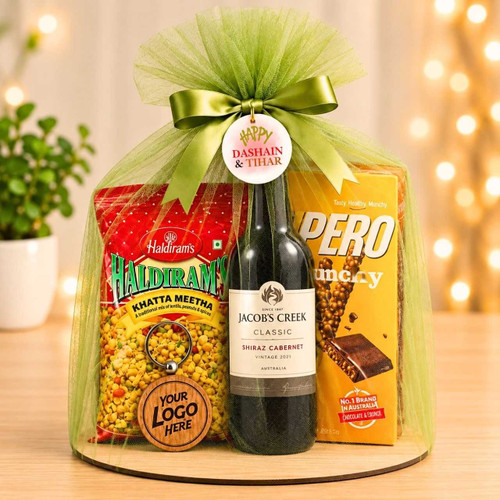 Personalized Festive Hamper With Red Wine DH-41