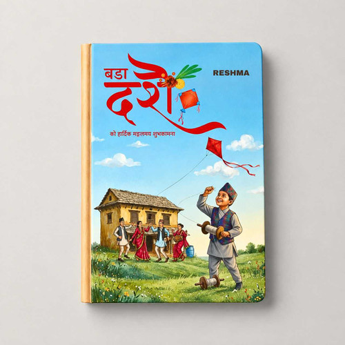 Personalized बडा दशैं Engraved Wooden Diary DKG-1970