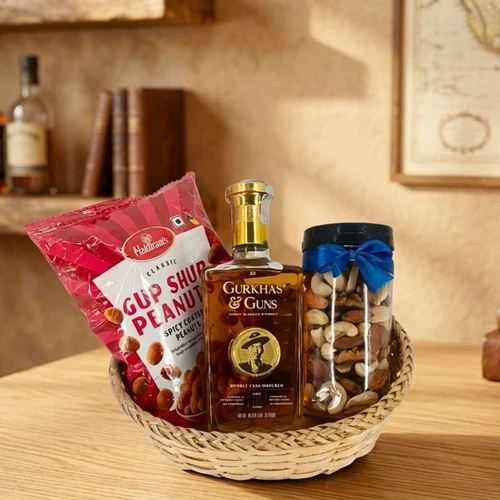 Whisky 180ml with Snacks Gift Basket JNK-8118