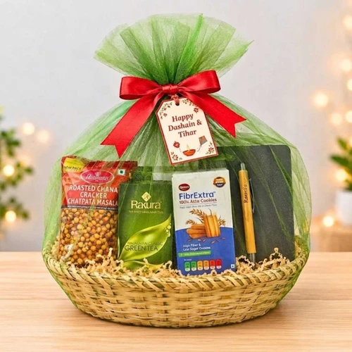 Personalized Festive Wellness Basket With Pen & Diary DH-97