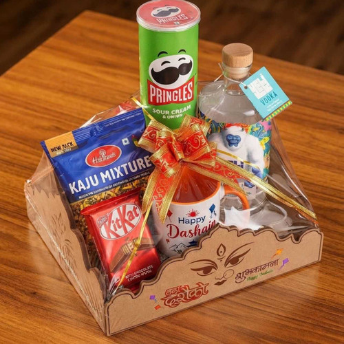 Dashain Celebration Gift with Vodka 750ml, Mug & Snacks JNK-8133