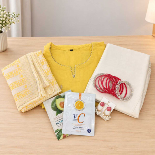 Kurta Set (44 Size) & Beauty Essentials Gift JNK-8150