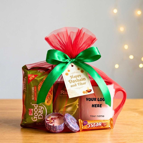 Personalised Festive Hamper With Snacks & Tea Set DH-137