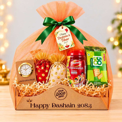 Custom Dashain & Tihar Snack Gift Hamper In Wooden Box DH-147