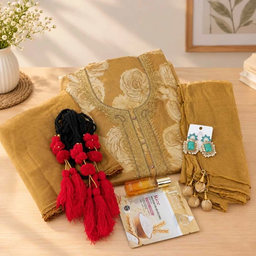 Kurtha, Chulthi Dhago & Earing Gift Hamper DKG-2051