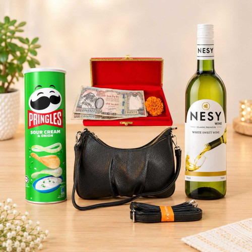 Wine, Cash Sagun & Bag Hamper DKG-2053