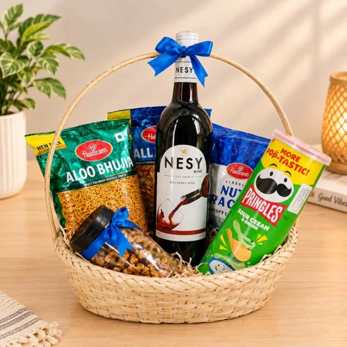 Red Wine 750ml with Festive Snacks Gift Combo JNK-8203