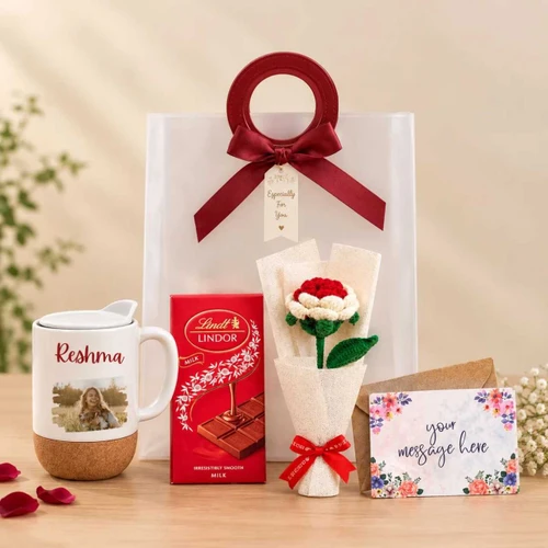 Crochet Rose Bouquet & Chocolate Gift Hamper DKG-2077