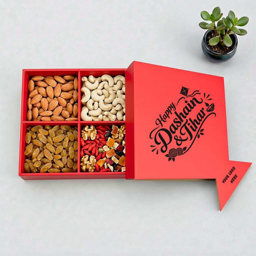 Nutty Festive Dashain & Tihar Red Wooden Kite Box DH-176