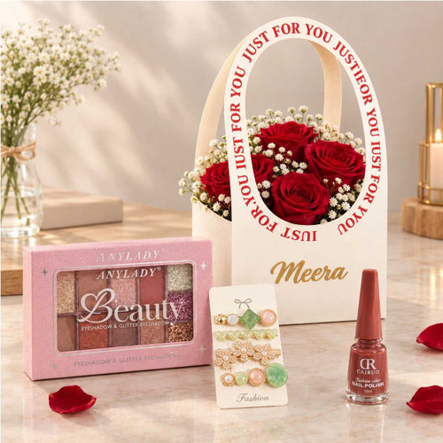 Red Rose, Eyeshadow, Hair Clip & Nail Polish Gift Set DKG-2101