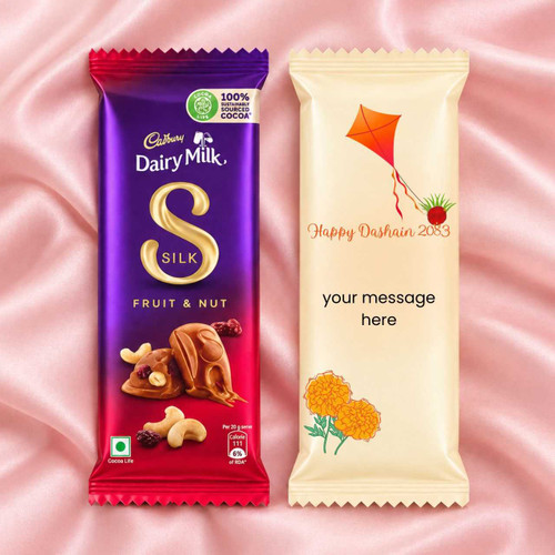 Dashain 2083 Message Printed Wrapper on Cadbury Silk Fruit & Nut Chocolate JNK-8248