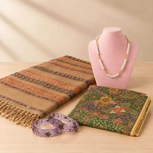 Mala, Kada, Shawl & Floral Lungi Set DKG-2133