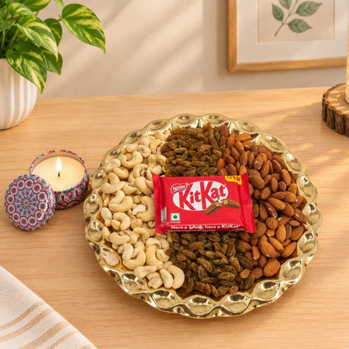 Dry Nuts & Chocolate Gift Tray with Candle JNK-8278