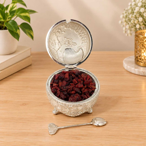 200g Cranberries in Silver-Coated Mayur Design Bowl SK-3894