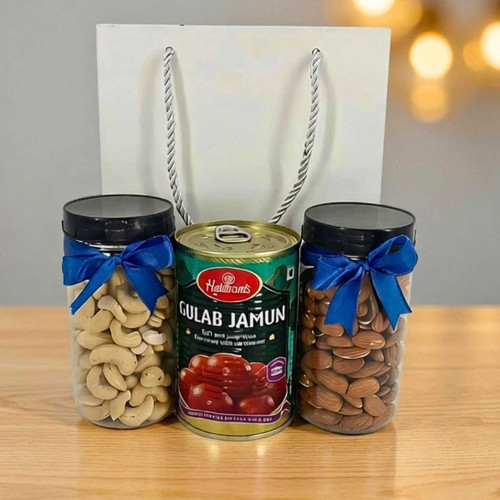 Gulab Jamun & Nuts Delight Hamper in Paper Bag SK-3897