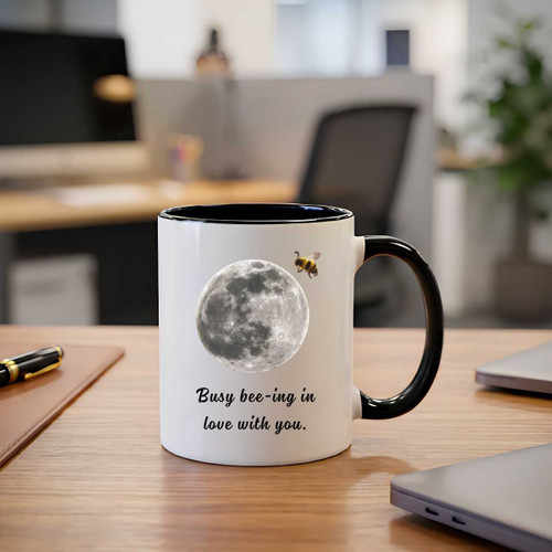 Busy Bee-ing in Love Black Handle Ceramic Mug SK-3901