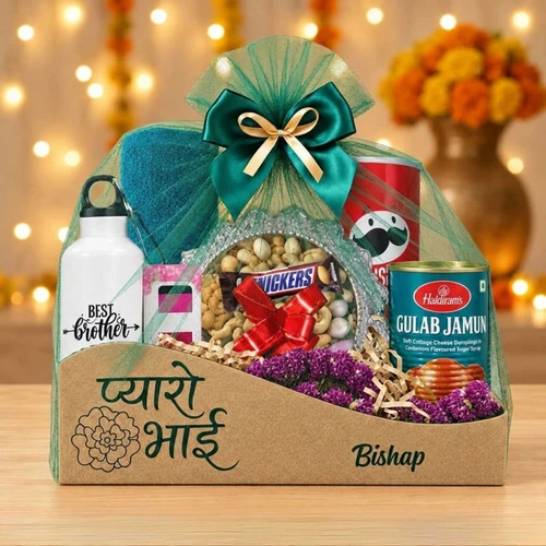 Personalized Brother’s Bhai Tika Gift Set In Wooden Box