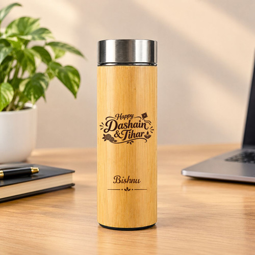 Custom Festive Bamboo Water Bottle 450ml