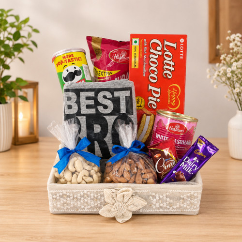 Snacks with Dry Nuts & T-Shirt Gift for Brother