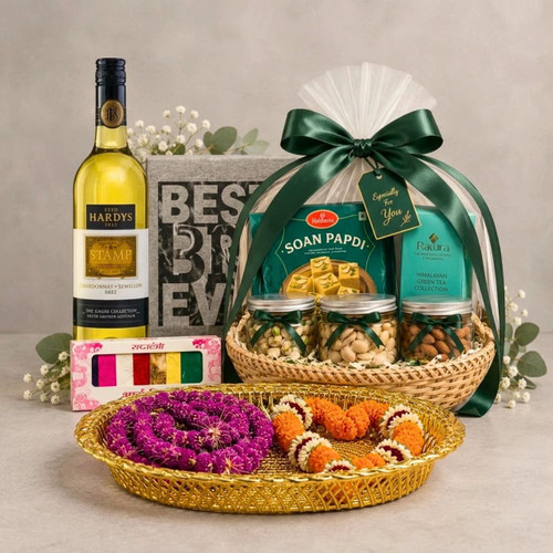T-Shirt, Wine, Sweets & Dry Fruits