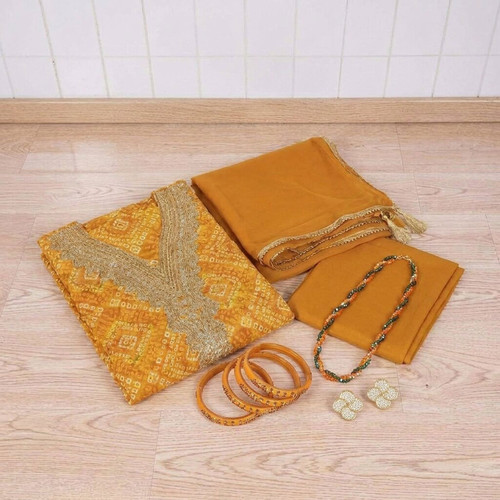 Unstitched Kurta Set with Accessories for Her