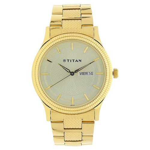 Titan Champagne Dial Analog Watch for Men (1650YM06)