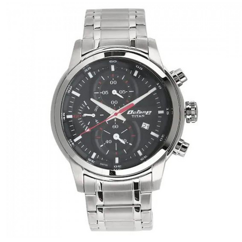 Titan Black Dial Stainless Steel Watch (90086SM01)