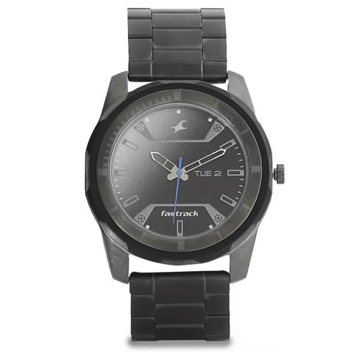 Fastrack Metal Case Black Dial Analog Watch for Men - (3166KM02)