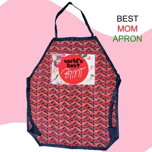 "World's Best Aama" Printed Dhaka Kitchen Apron