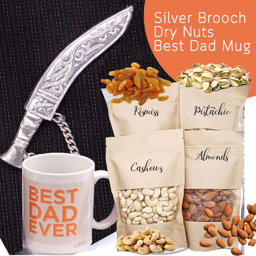 Silver Khukuri Brooch, Dry Nuts & Best Dad Mug