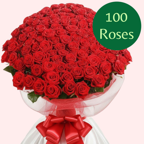 100 Long Stemmed Fresh Red Roses Love Bouquet