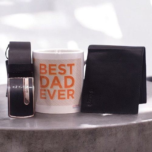 Leather Belt Wallet Gift Set For Father's Day (3 items)