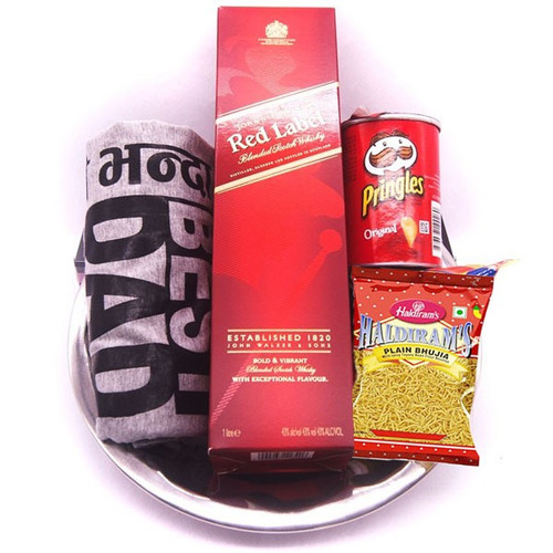 JW Red Label, T-shirt & Snacks Gift Steel Tray