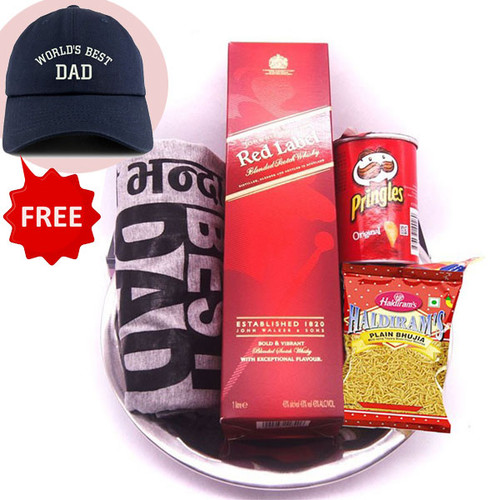 JW Red Label, T-shirt & Snacks Gift Steel Tray (Free Cap)