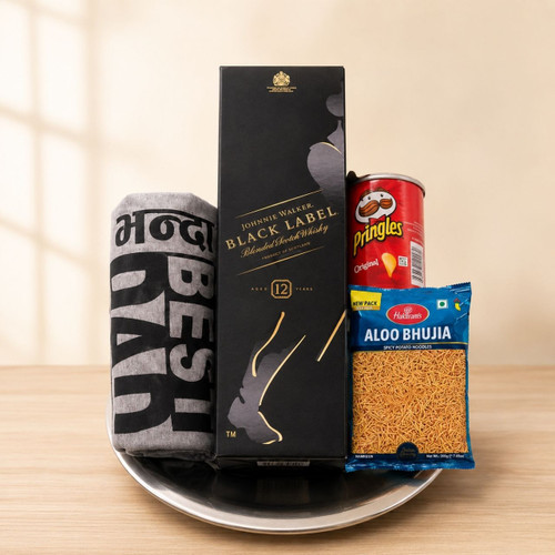 JW Black Label, T-shirt & Snacks Gift Steel Tray