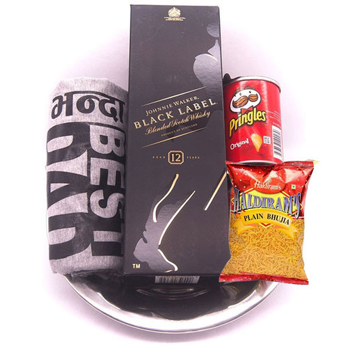 JW Black Label, T-shirt & Snacks Gift Steel Tray