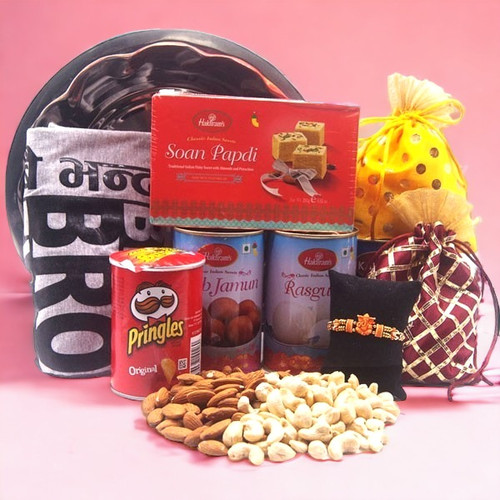 Rakhi Gift Hamper Tray for Brother (9 Items)