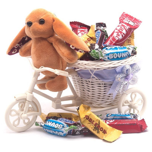 Cute Rabbit With Chocolate Rickshaw