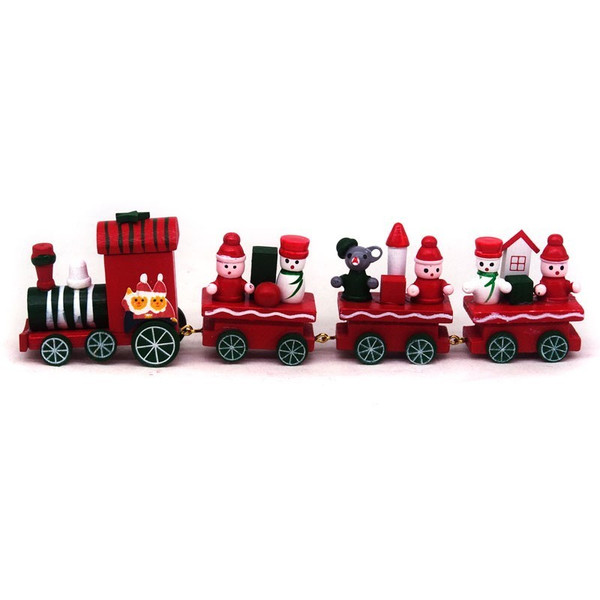 Christmas Decoration Wooden Train Showpiece