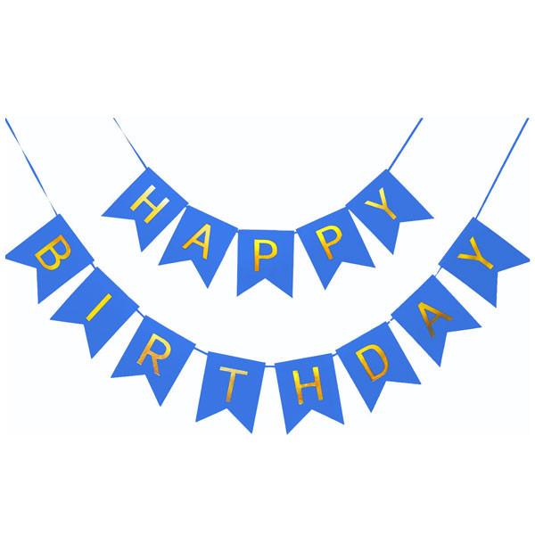 Happy Birthday Banner With Shimmery Gold Letter Party Decoration