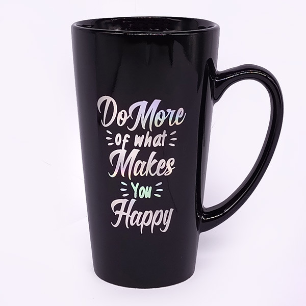 "Do More of What Makes You Happy" Printed Black Coffee Mug