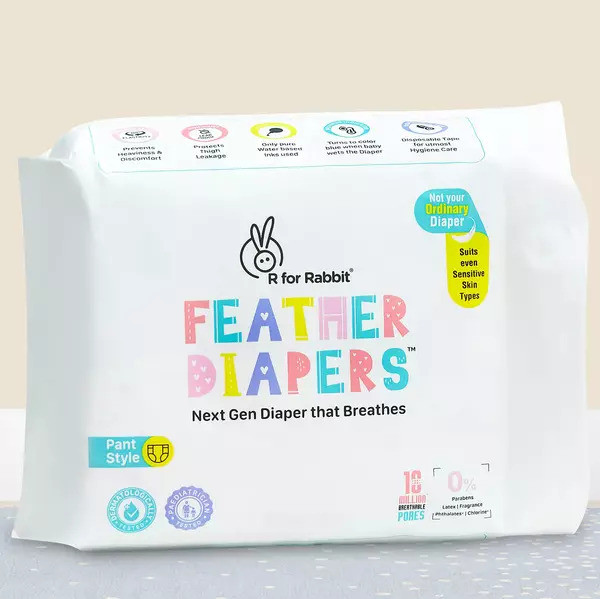 R for Rabbit Feather Diaper- Small size ( Pant Style)- Pack of 48