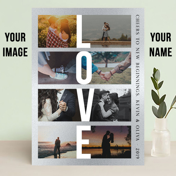 Personalized Couples Photo Frame with Name and Images