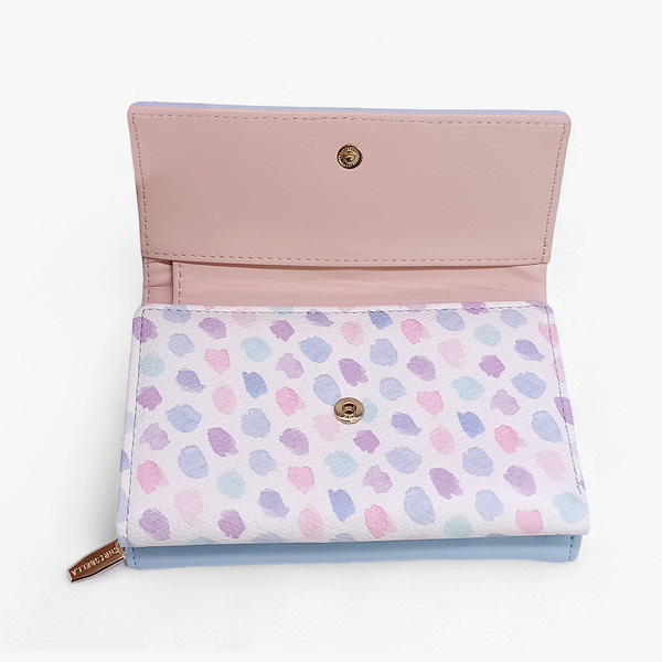 Elegant Chrisbella Tri-Fold Ladies Blue Leather Purse