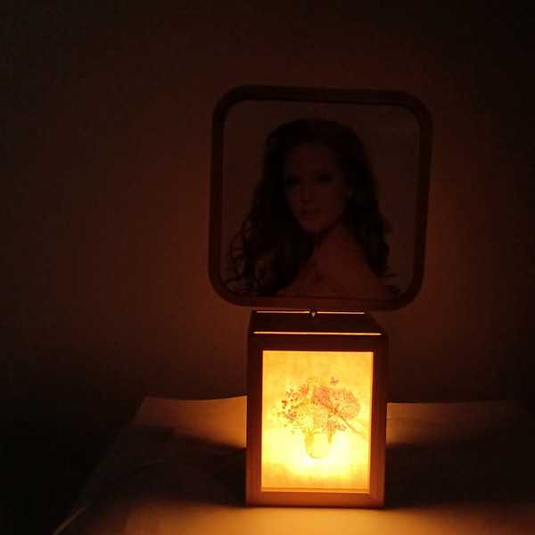 LED Rotating Square Photo Frame With Base Lamp