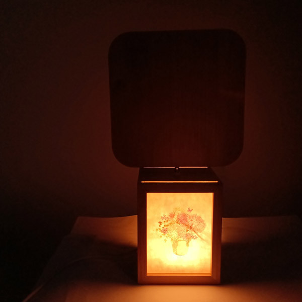 LED Rotating Square Photo Frame With Base Lamp
