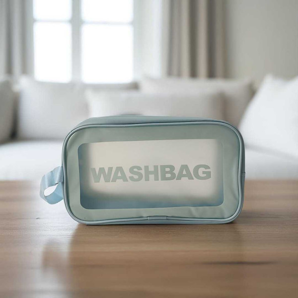 Medium Size Transparent Wash Bag in Sky Blue MUP-08