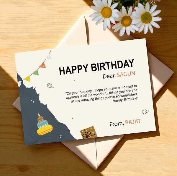 Happy Birthday Greeting Card With Custom Name RJ-225